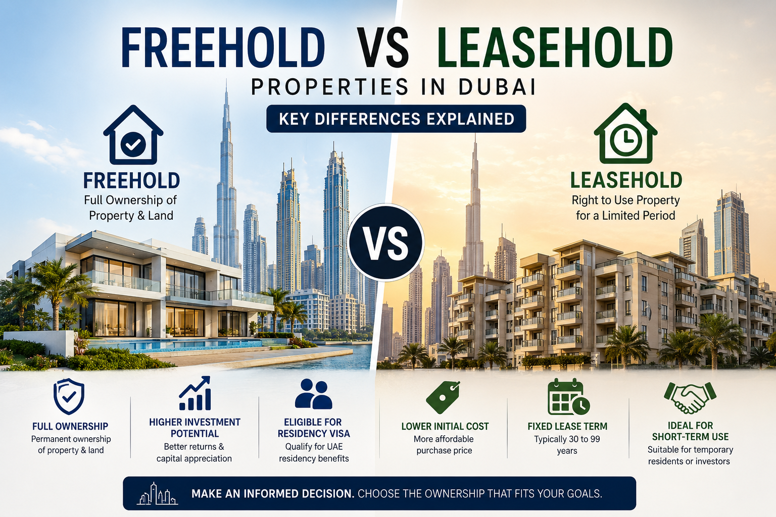 Freehold vs Leasehold Properties in Dubai
